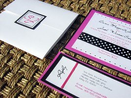 Pink and Black Wedding Invitation 04