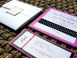 Pink and Black Wedding Invitation 05